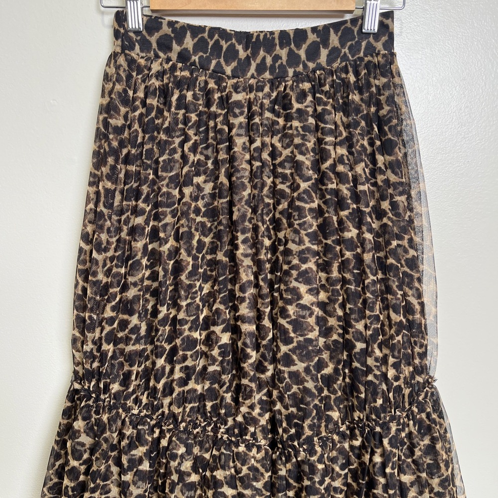 Boden Anna Leopard Print Tiered Tulle Maxi Skirt Size 0 Petite‎ EUC - Picture 5 of 8